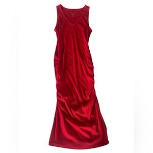 A New Day Red Ribbed Tank Midi Dress Size Large Sleeveless V-Neck Casual